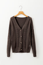 Load image into Gallery viewer, Dark Khaki Open Knit Drop Shoulder Sweater Cardigan
