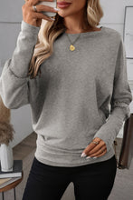 Load image into Gallery viewer, Light Grey Solid Color Extended Cuffs Long Sleeve Top
