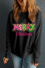 Load image into Gallery viewer, Black MERRY Christmas Playful Letter Print Drop Shoulder Sweatshirt
