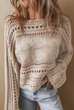 Load image into Gallery viewer, Smoke Gray Hollow-out Cable Knit Cropped Sweater
