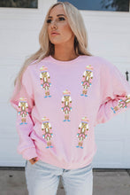 Load image into Gallery viewer, Pink Sequin Nutcracker Christmas Pullover Sweatshirt
