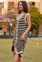Load image into Gallery viewer, Parchment Buttoned Front Pencil Midi Sleeveless Sweater Dress
