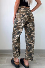 Load image into Gallery viewer, Green Camouflage Print Splashed Distressed Loose Denim Pants
