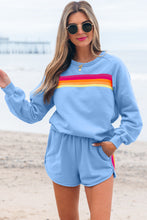 Load image into Gallery viewer, Beau Blue Accent Pullover and Shorts Two Piece Casual Set
