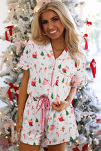 Load image into Gallery viewer, White Christmas Spirits Shirt Style 2pcs Short Pajama Set
