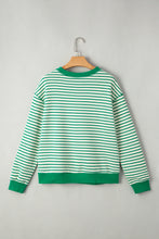 Load image into Gallery viewer, Bright Green Striped Exposed Seam Patchwork Loose Pullover Top
