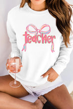 Load image into Gallery viewer, White Teacher Bow PNG Graphic Pullover Sweatshirt
