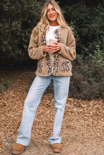 Load image into Gallery viewer, Casual Leopard Print Accent Plush Jacket with Pockets
