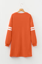 Load image into Gallery viewer, Orange Varsity Contrast Banded Sleeve Shift Sweatshirt Dress
