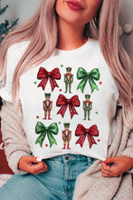 Load image into Gallery viewer, White Bowknot Nutcracker Printed Crewneck Christmas T Shirt
