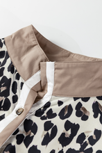 Load image into Gallery viewer, Multicolour Leopard Print Contrast Patchwork Cuffs Button Collared Top
