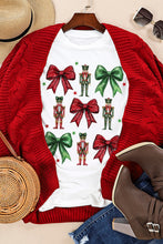 Load image into Gallery viewer, White Bowknot Nutcracker Printed Crewneck Christmas T Shirt
