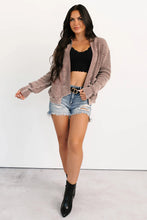 Load image into Gallery viewer, Chestnut Mineral Wash Exposed Seam Patchwork Knit Open Sweater Cardigan
