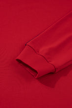 Load image into Gallery viewer, Fiery Red Contrast Striped Detail Varsity Sweatshirt

