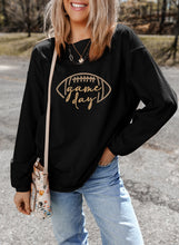 Load image into Gallery viewer, Black Rugby Game Day Embroidered Corduroy Sweatshirt
