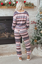 Load image into Gallery viewer, Black Retro Christmas Pattern Loose Pullover 2pcs Lounge Pant Set

