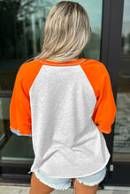 Load image into Gallery viewer, Light Grey Thanksgiving Turkey Sequin Graphic Color Block Long Raglan Sleeve Top
