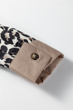 Load image into Gallery viewer, Multicolour Leopard Print Contrast Patchwork Cuffs Button Collared Top
