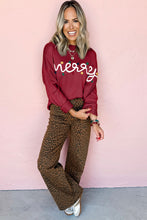 Load image into Gallery viewer, Racing Red Merry Colorful Dot Detail Christmas Drop Shoulder Sweater
