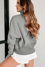 Load image into Gallery viewer, Gray Fleece Lined Zip Up Stand Collar Thumbhole Sleeve Sweatshirt
