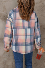 Load image into Gallery viewer, Pink Plaid Flap Pockets Shacket
