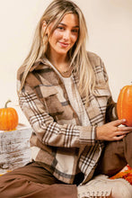 Load image into Gallery viewer, Light French Beige Flannel Plaid Double Flap Pocket Shacket
