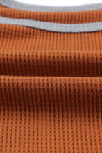 Load image into Gallery viewer, Brown Waffle Knit Leopard Patchwork Long Sleeve Dress
