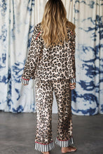 Load image into Gallery viewer, Dearlove Khaki Leopard Print Colorblock Striped Edge Shirt and Pants Pajama Set
