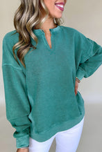 Load image into Gallery viewer, Skobeloff Solid Color Notched Neck Drop Shoulder Sweatshirt
