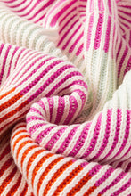 Load image into Gallery viewer, Pink Colorblock Textured Knit Bubble Sleeve Sweater
