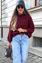 Load image into Gallery viewer, Burgundy Popcorn Mock Neck Solid Sweater
