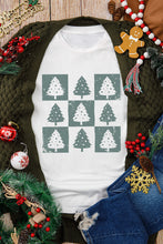 Load image into Gallery viewer, White Christmas Tree Checkered Distressed Graphic Oversize Tee
