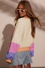 Load image into Gallery viewer, Phalaenopsis Color Block Patchwork Drop Shoulder Cropped Sweatshirt
