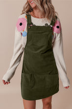Load image into Gallery viewer, Vineyard Green Solid Front Pockets Sleeveless Corduroy Overall Dress
