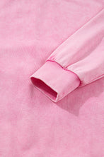 Load image into Gallery viewer, Bright Pink Mineral Wash Crossed Crew Neck Drop Shoulder Loose Sweatshirt
