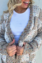 Load image into Gallery viewer, Brown Confetti Dot Checkered Print Open Cardigan with Pockets
