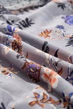 Load image into Gallery viewer, Sky Blue Floral Print Lace Patchwork Knot Front V Neck Blouse
