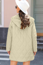 Load image into Gallery viewer, Beige Quilted Snap Button Hooded Coat
