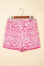 Load image into Gallery viewer, Pink Leopard Elastic Waistband Lace up Contrast Trim Casual Shorts
