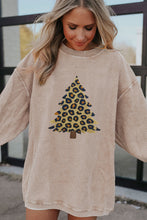 Load image into Gallery viewer, Apricot Leopard Christmas Tree Graphic Corded Sweatshirt
