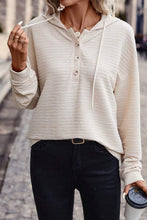 Load image into Gallery viewer, Apricot Solid Textured Drawstring Henley Hoodie
