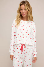 Load image into Gallery viewer, Fiery Red Tiny Hearts Printed Long Sleeve Top Drawstring Lounge Pant Set
