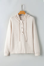 Load image into Gallery viewer, Apricot Solid Textured Drawstring Henley Hoodie
