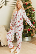 Load image into Gallery viewer, White Christmas Pattern Long Sleeve Shirt and Pants Pajama Set
