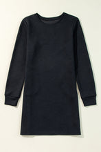 Load image into Gallery viewer, Black Solid Color Textured Long Sleeve Shift Dress
