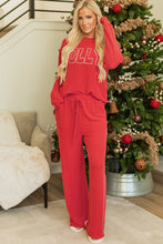 Load image into Gallery viewer, Fiery Red JOLLY Corded Long Sleeve Top and Pockets Pants Set
