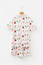 Load image into Gallery viewer, White Christmas Spirits Shirt Style 2pcs Short Pajama Set
