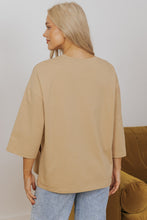 Load image into Gallery viewer, Camel Floral Star Patchwork 3/4 Long Sleeve Top
