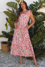 Load image into Gallery viewer, Pink Floral Lace Tied Strap Empire Waist Maxi Dress
