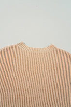 Load image into Gallery viewer, Apricot Cable Knit Drop Shoulder Side Slits Loose Sweater
